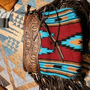 American Darling  rich ,saddle blanket and leather,fringes satchel